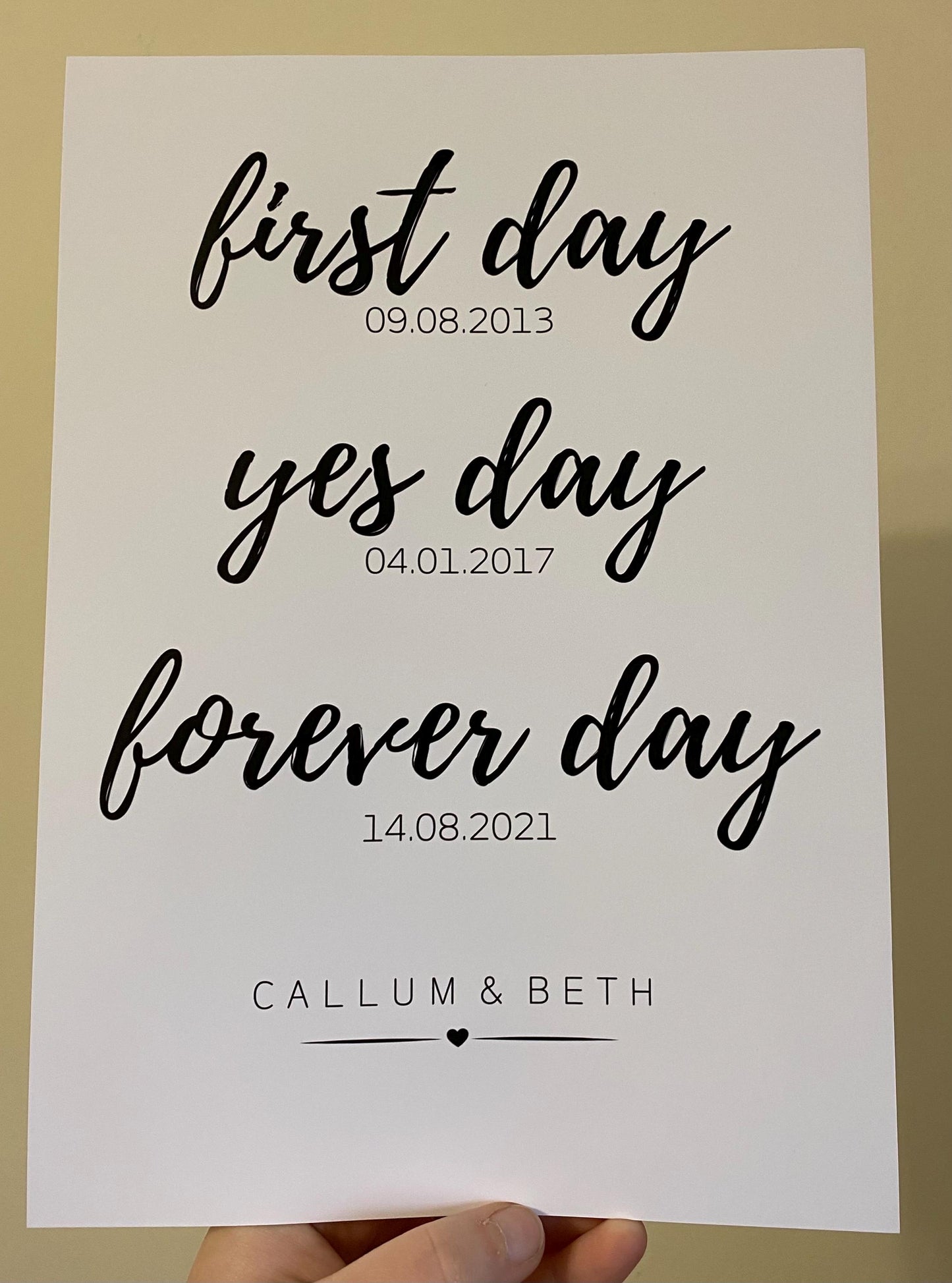 A4|A3 First Day, Yes Day, Forever Day Print
