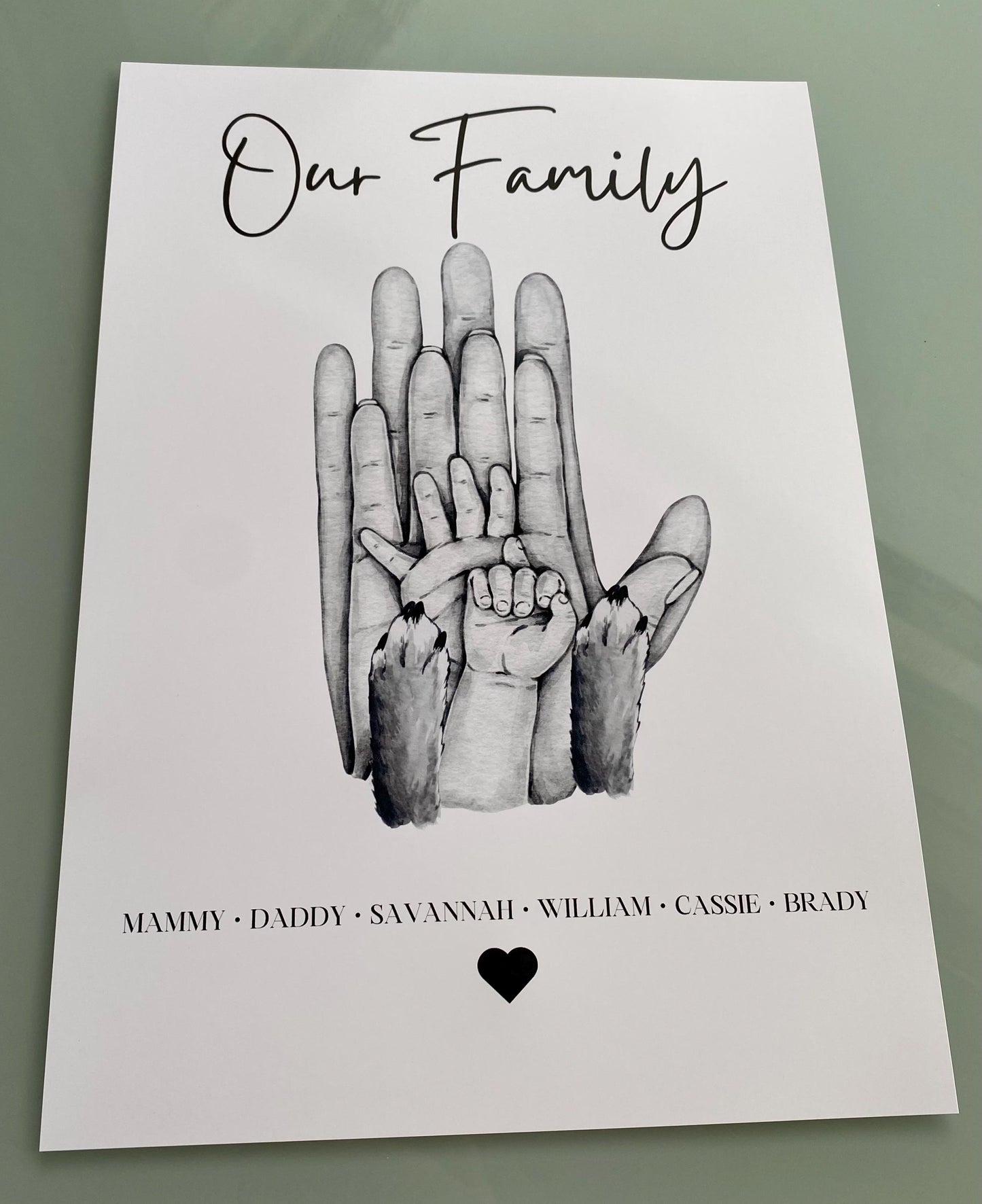 A4|A3 Our Family Palm Print