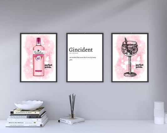 Set Of 3 A4|A3 Gin Prints