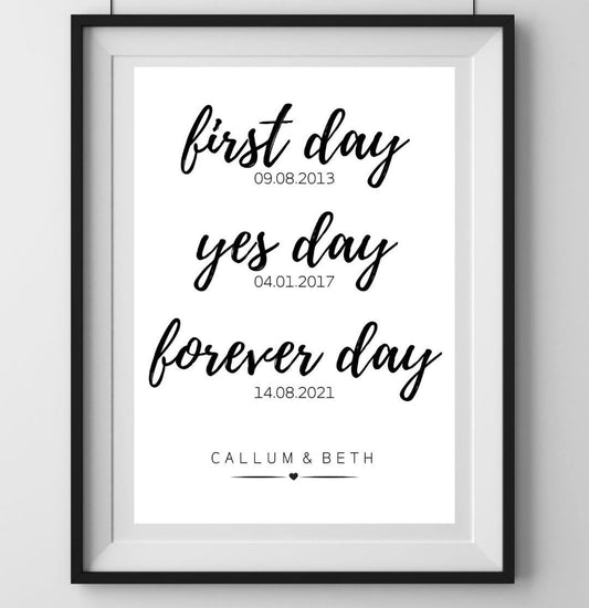 A4|A3 First Day, Yes Day, Forever Day Print