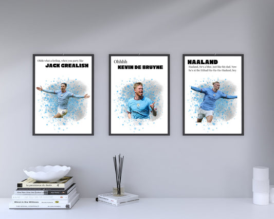 Set Of 3 Manchester Player Prints