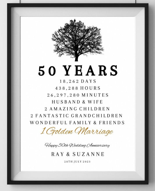 A4|A3 Golden Wedding Anniversary Print