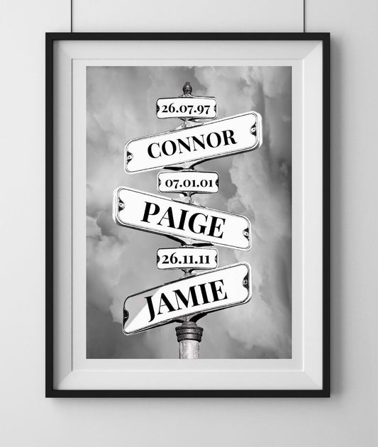 A4|A3 Vintage Street Sign Family Print