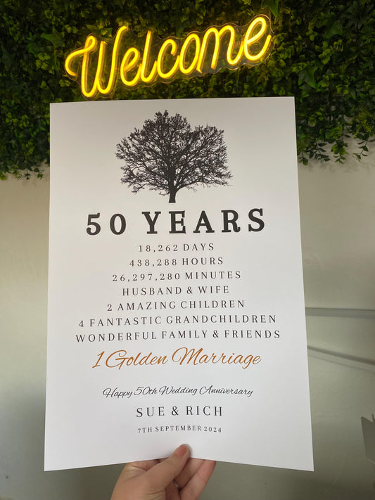 A4|A3 Golden Wedding Anniversary Print