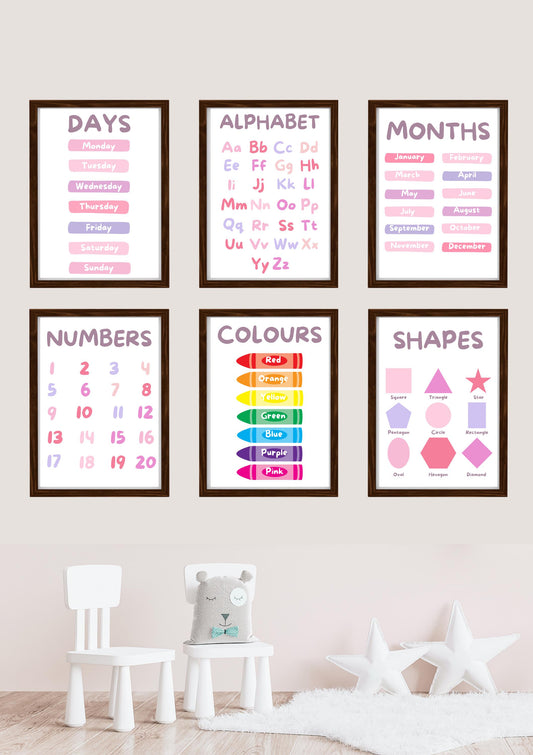 Set Of 6 A4|A3 Educational Prints