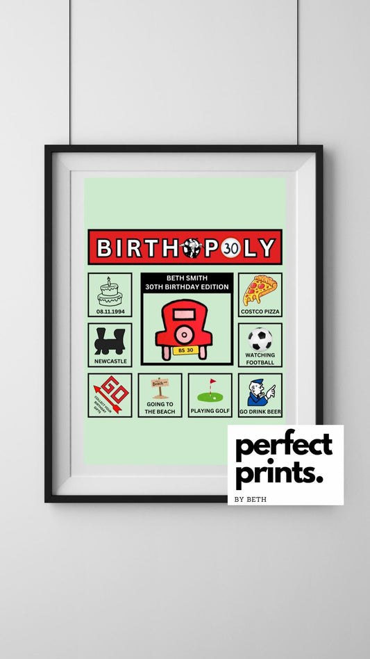A4|A3 Monopoly Birthday Print