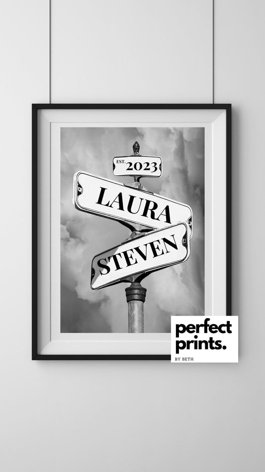 A4|A3 Vintage Street Sign Wedding Est Print
