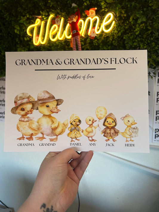 A4|A3 Grandparents Flock Family Print
