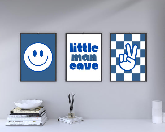 Set Of 3 A4|A3 Little Man Cave Prints