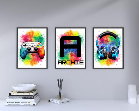 Set Of 3 A4|A3 Bright Gamer Prints