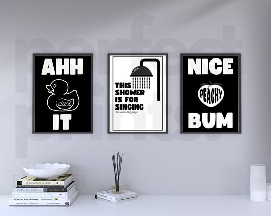 Set Of 3 Bathroom Mono Prints