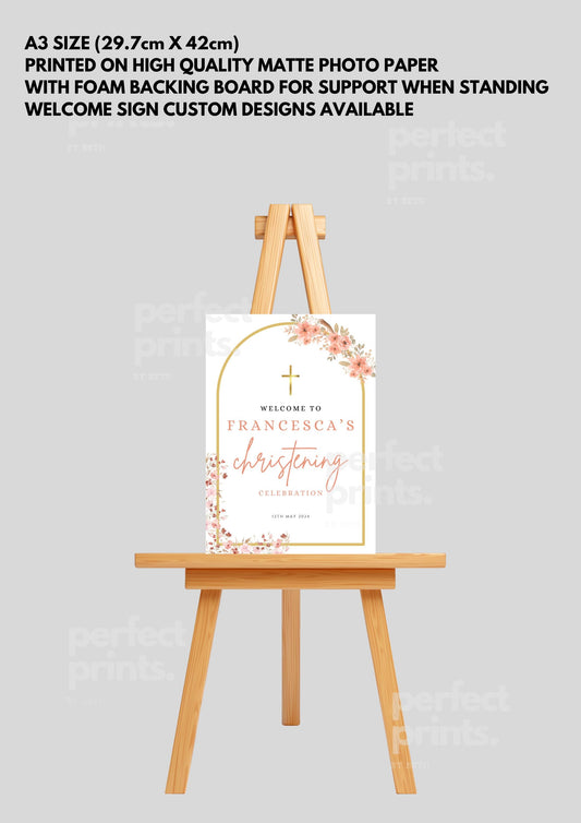 A3 Welcome Girls Christening Sign