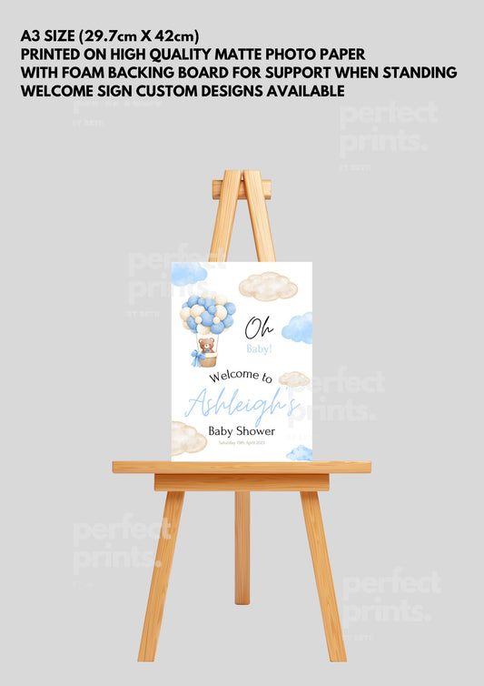 A3 Welcome Baby Boy Shower Sign