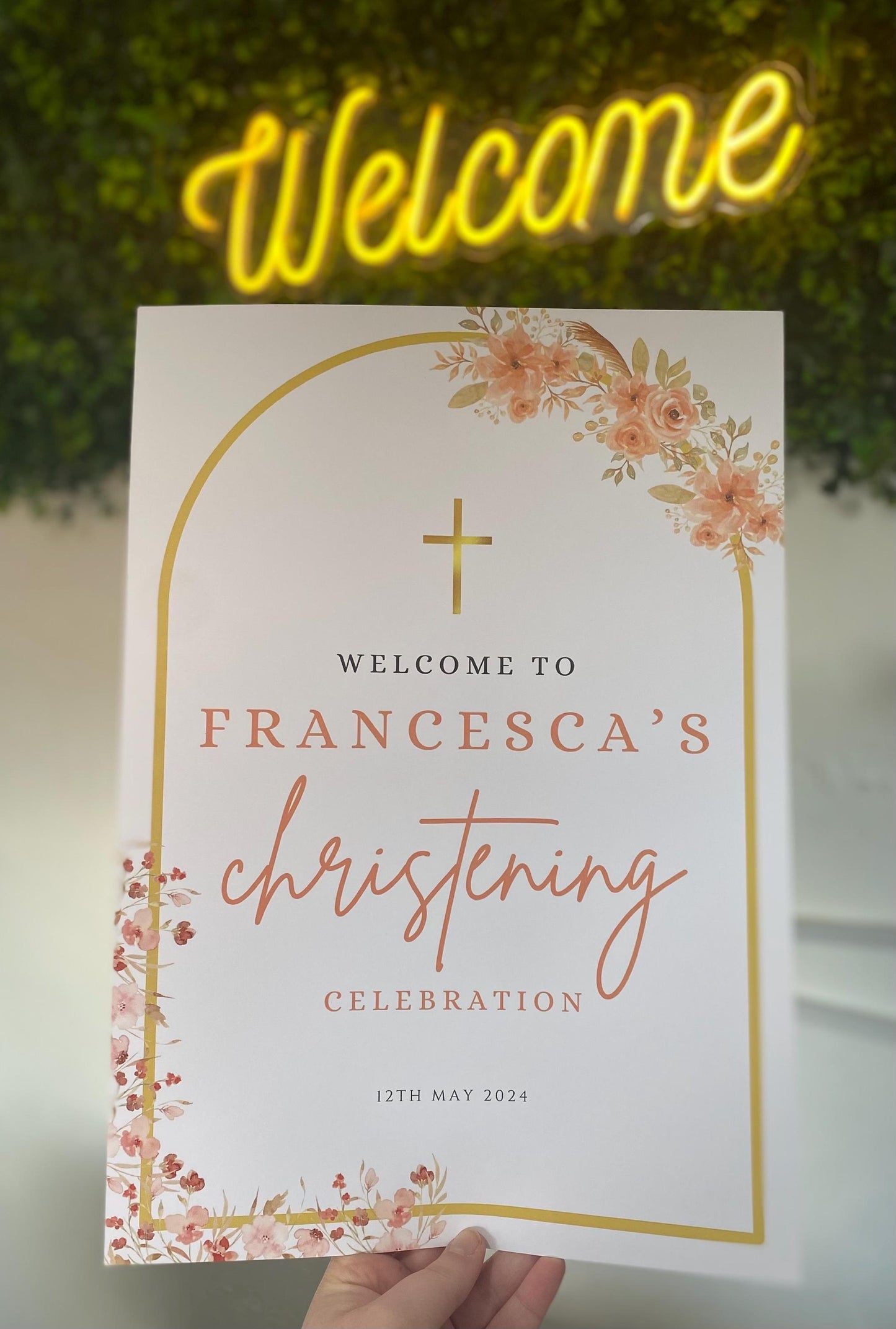 A3 Welcome Girls Christening Sign