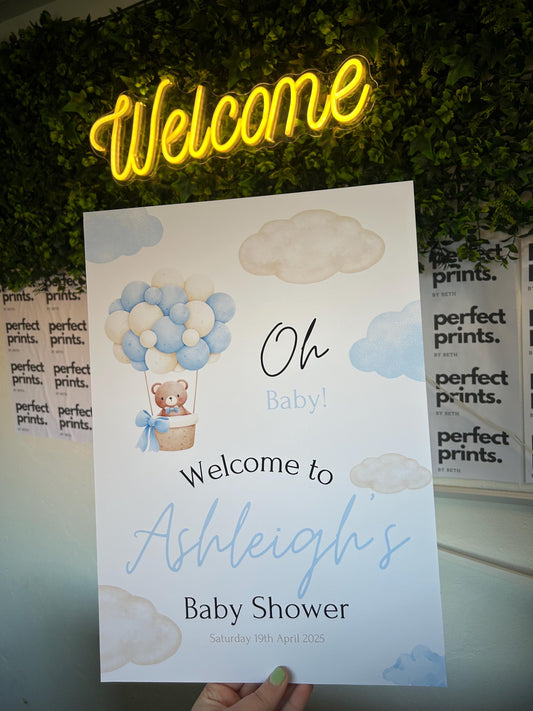 A3 Welcome Baby Boy Shower Sign